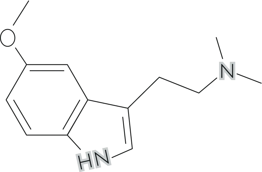 Structural diagram of the 5-MeO-DMT molecule.